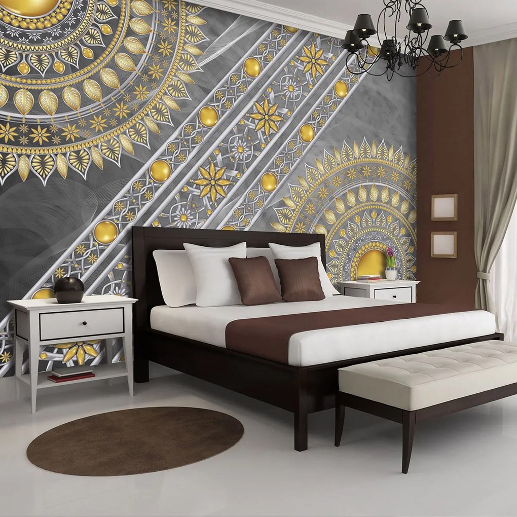 Fototapeta - Mandala v striebre - uhlopriečne (152,5x104 cm)