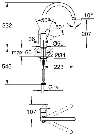 GROHE 30529001 - Drezová batéria START EDGE lesklý chróm