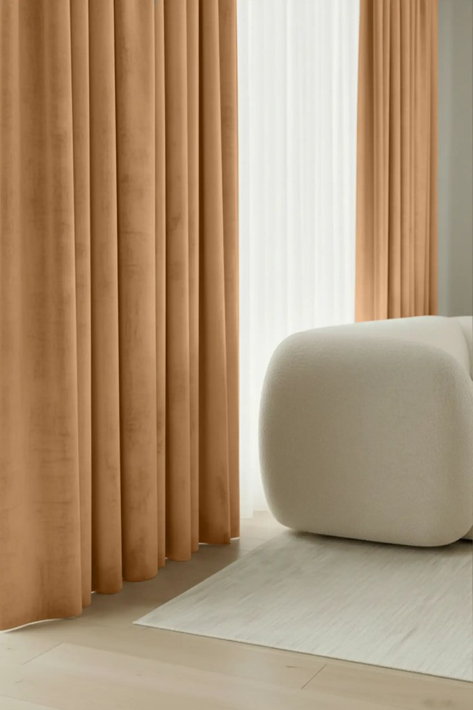 Velúrový záves SOFT VELVET horčicový 140x250 cm