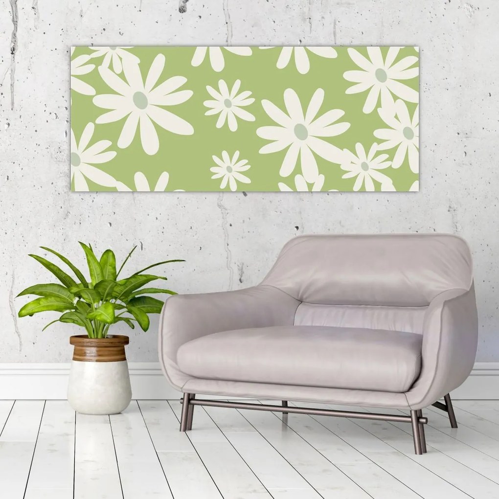 Obraz - Hippies, zelené kvety N⁰1 (120x50 cm)