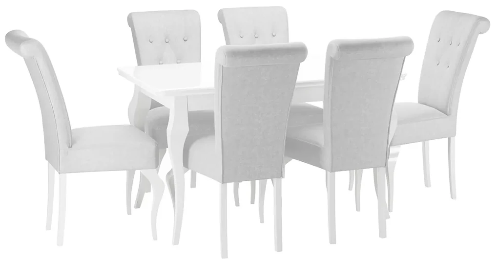 Rozkladací stôl Julia so 6 stoličkami ST63, Dostupné poťahy: Magic Velvet 2217, Farby: biela / biely lesk