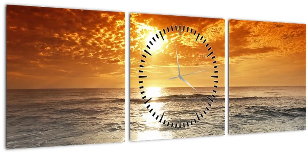 Obraz západ slnka na Korzike (s hodinami) (90x30 cm)