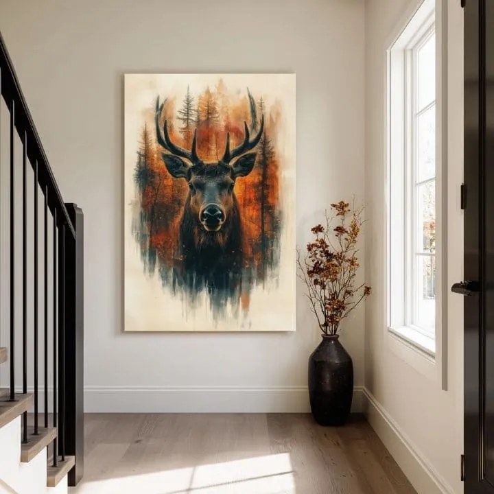 Obraz na plátne Lesný jeleň - elegantná prírodná scenéria