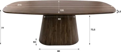 Jedálenský stôl 55-94 Central 215x105cm Masív Drevo Acacia - Komfort-nábytok