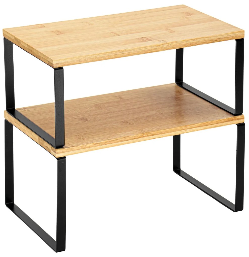 Súprava 2 ks kuchynských políc GINGER čierna/hnedá