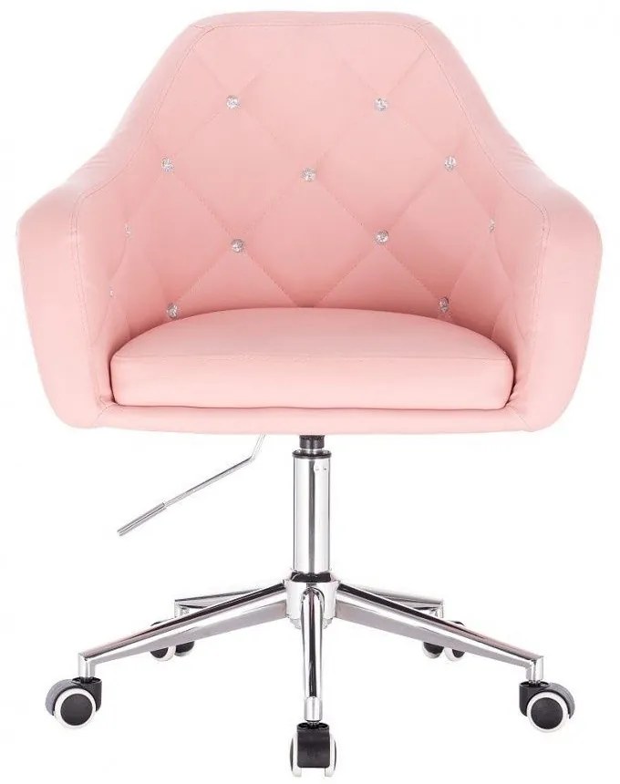 LuxuryForm DESIGN Kreslo ROMA na striebornej podstave s kolieskami - ružové