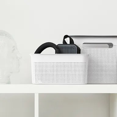 Úložný box s rúčkami BRISEN 16 l, 36 x 26,2 x 21 cm, biely S vekom / Bez veka: Bez veka