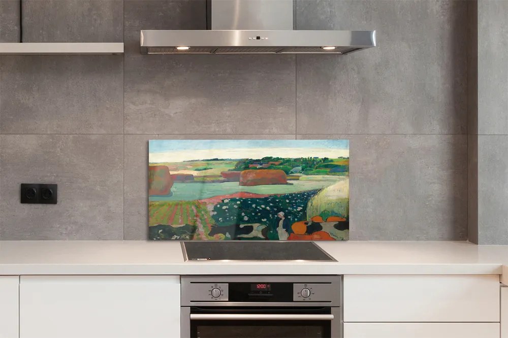 Sklenený obklad do kuchyne Art maľované pohľad vidieka 100x50 cm