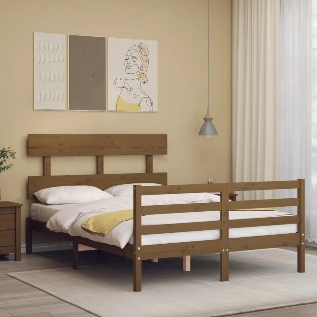 Rám postele s čelom medovohnedý 140x190 cm masívne drevo 3195074