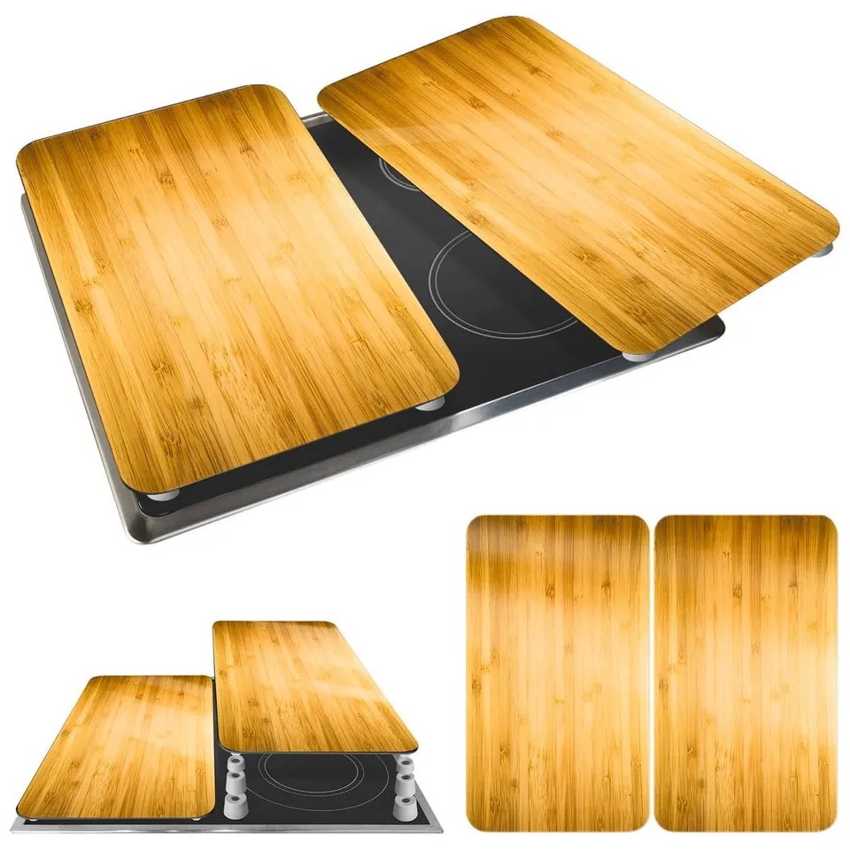 Kryty na sporák z tvrdeného skla v súprave 2 ks 52x30 cm Wooden – Maximex