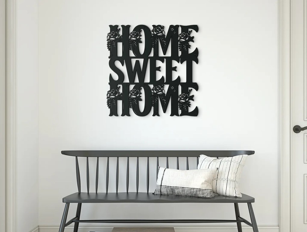 drevko Drevená nálepka na stenu Home Sweet Home Rozmer obrazu: 44,5 x 44,5 cm, Farba dekorácie: Čierna
