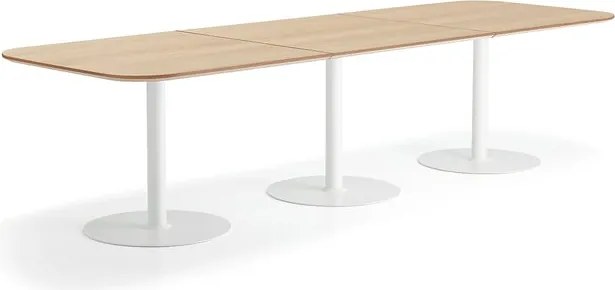 Stôl METRIC, zaoblené rohy, 3000x1000x720 mm, biela/dub