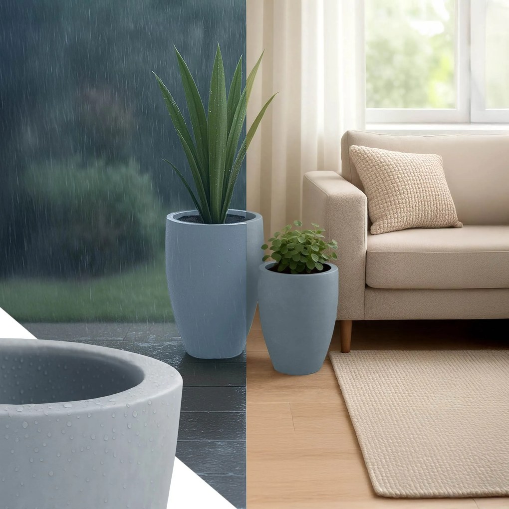 Sada 2 ks kvetináčov 2 round - sivá