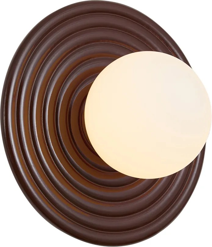 Retro nástenná lampa hnedá s okrúhlym opálovým sklom 20 cm IP44 - Lila