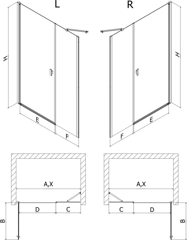 Mexen Mist-B, 1-krídlové sprchové dvere 105 cm, číre sklo, chrómový profil, 8A2-105-001-01-00