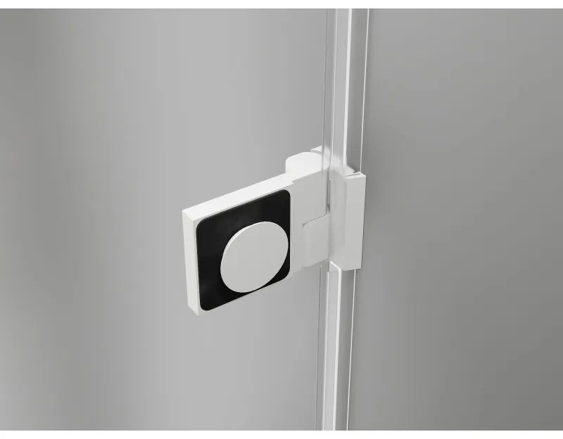 Mexen Lunar-B, Otočné ľavé sprchové dvere 125 cm, 8mm číre sklo, biely profil, 832S-125-050-20-00-L