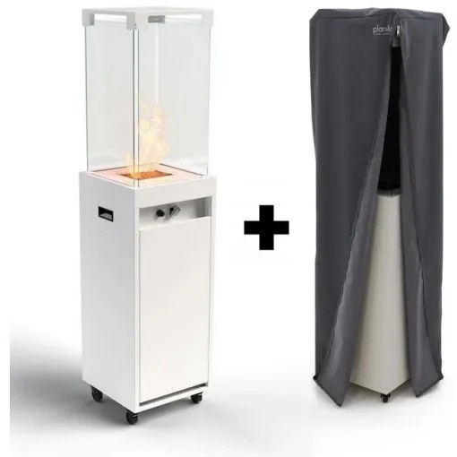 Planika Faro GAS - Vonkajší plynový krb 142x36 cm 8kW biela + ochranný kryt