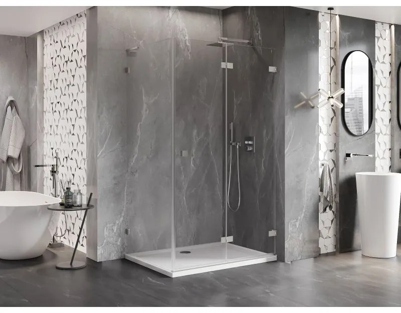 Mexen Lunar-F L, sprchový kút pravý 85 x 70 cm, 8mm číre sklo, oceľový profil, 836L-085-070-97-00-P