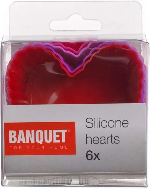 BANQUET Sada silikonových košíčků CULINARIA 6,5 cm, 6 ks, mix barev, srdíčka