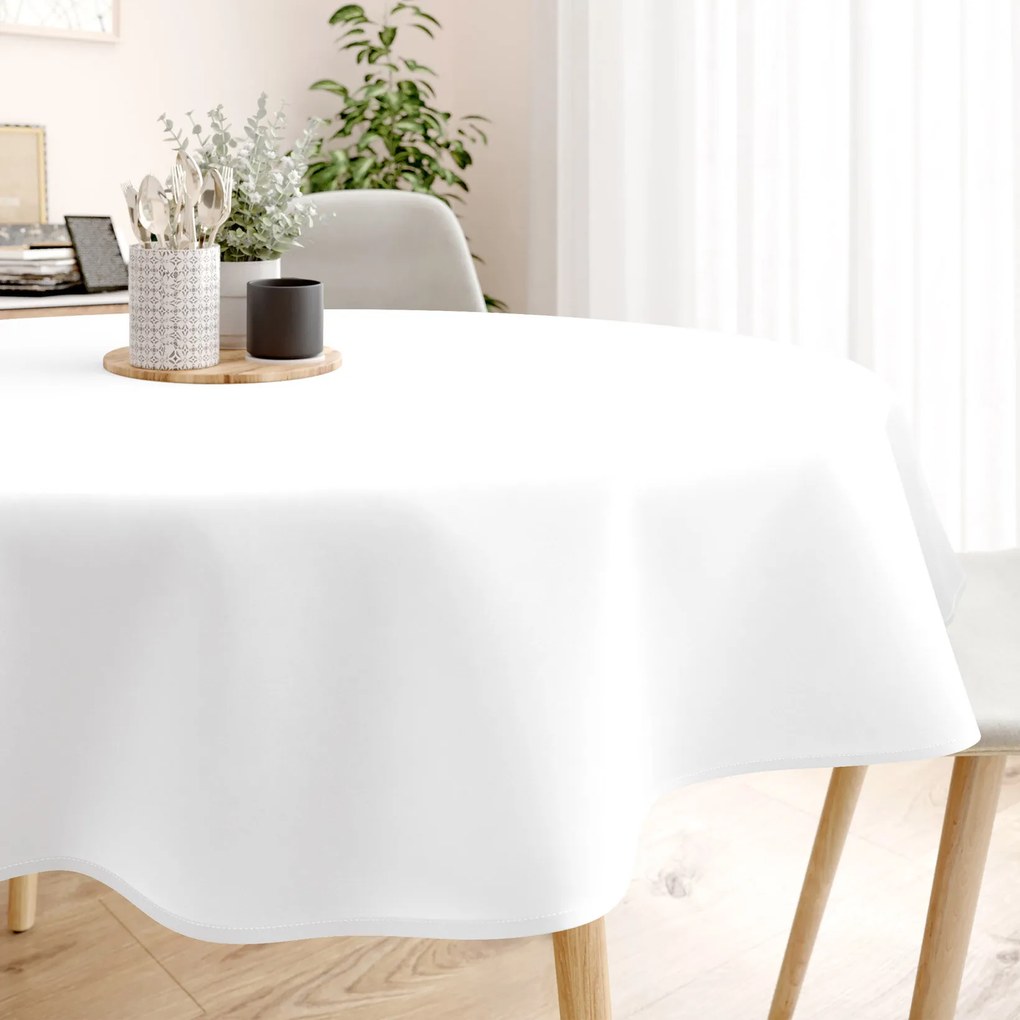 Goldea okrúhly obrus 100% bavlnené plátno - biely Ø 100 cm