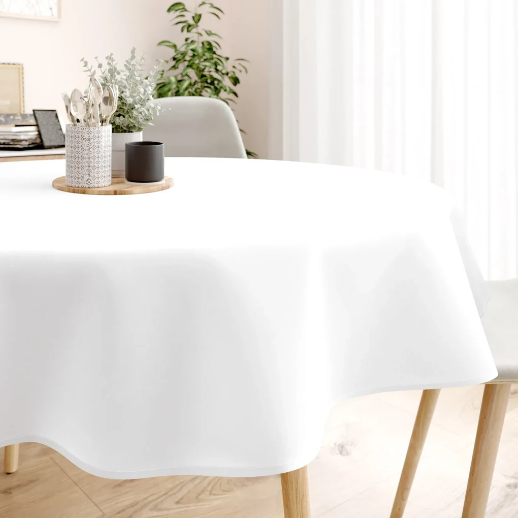 Goldea okrúhly obrus 100% bavlnené plátno - biely Ø 220 cm