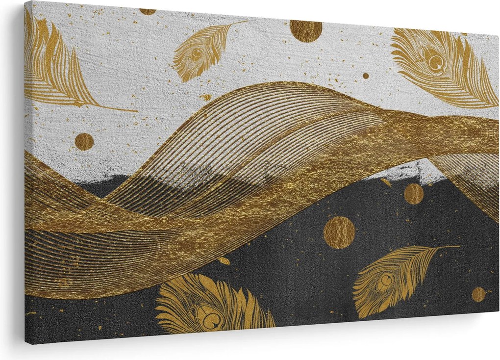 Obraz - Zlaté pierka (90x60 cm)