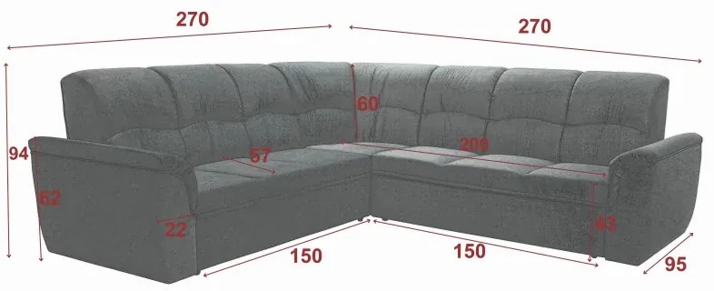 Rohová sedacia súprava MAX, ruže + hnedá (3995/105 + 2050/11)