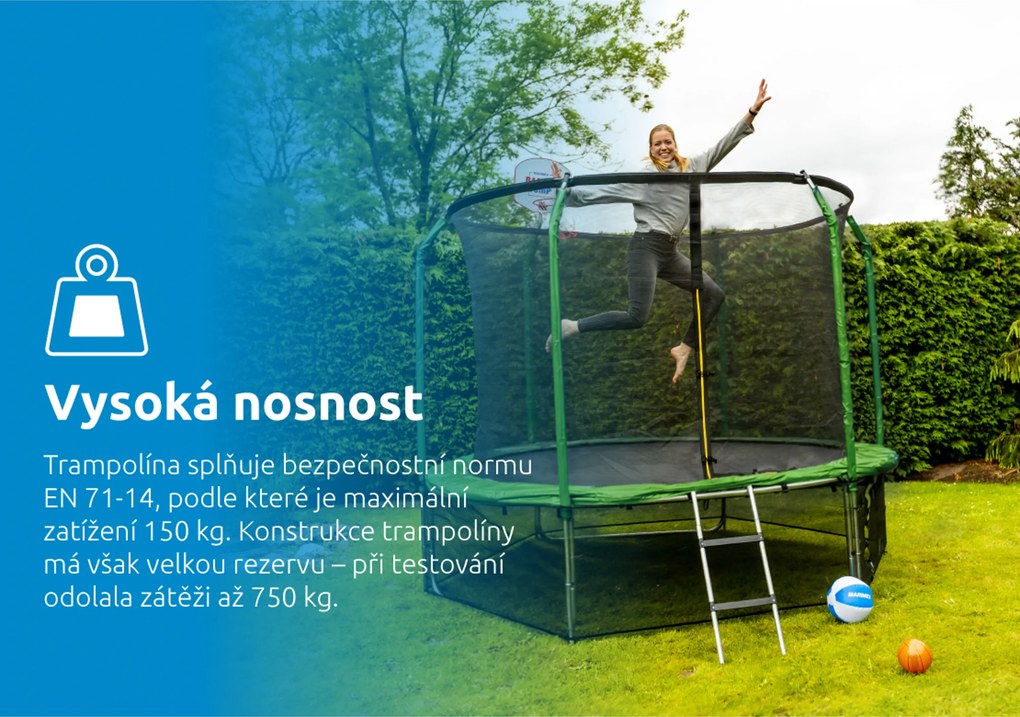 Marimex | Trampolína Marimex Standard 366 cm - zelená + vnútorná ochranná sieť + schodíky ZADARMO | 19000101
