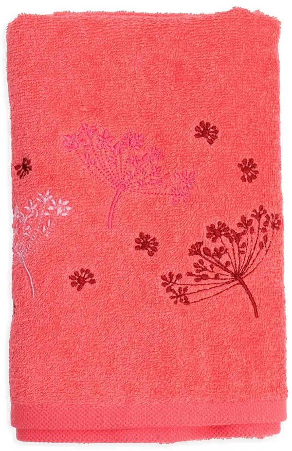 Froté uterák ružová s výšivkou púpava 50x100 cm