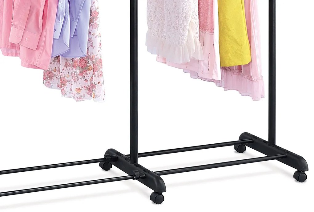 Autronic - Teleskopický stojan na šaty s odkladačom, čierna farba, kov / plast, chróm - ABD-1214 BK