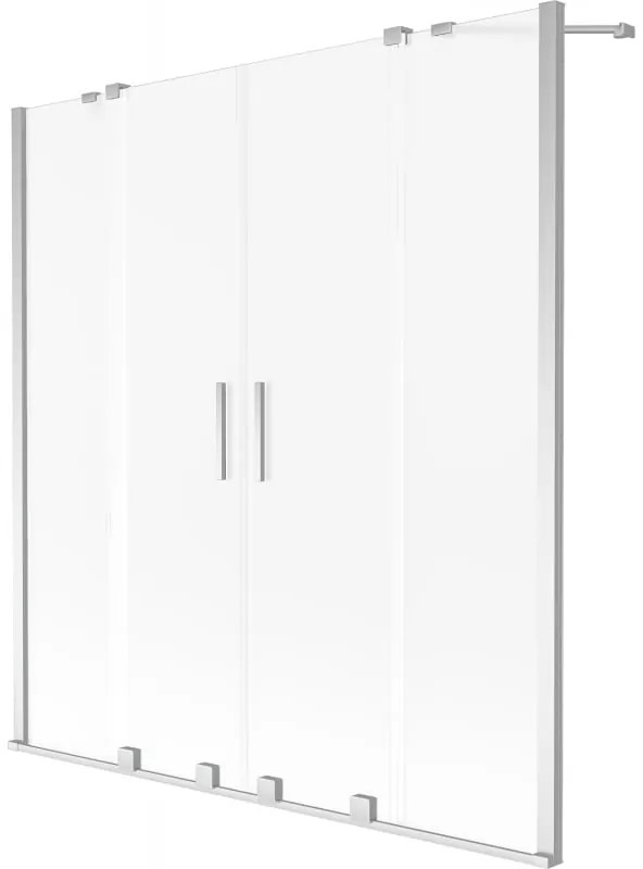 Mexen Velar Duo, 2-krídlová vaňová zástena s posuvnými dverami 160 x 150 cm, námraza, chrómový profil, 896-160-000-32-01