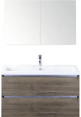 Kúpeľňový nábytkový set Vogue 100 cm s keramickým umývadlom a zrkadlovou skrinkou Tabacco
