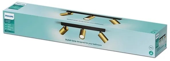 Philips - Kúpeľňové bodové svietidlo IDRIS 3xGU10/5W/230V IP44 čierna/zlatá