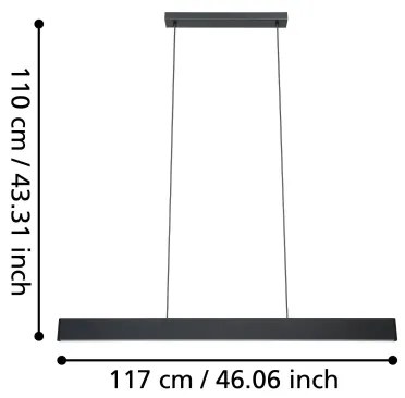 Eglo 31433 - LED RGBW Stmievateľný luster na lanku ANDREAS-Z LED/38W/230V čierna