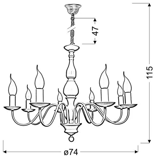 Candellux BELLAGIO Luster 8X40W E14 Creamy 38-96510