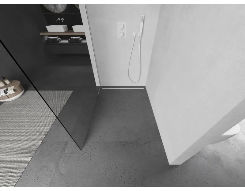 Mexen Kioto L, sprchová zástena Walk-In 100 x 200 cm, 8mm číre sklo, biely profil, 800-100-103-20-00
