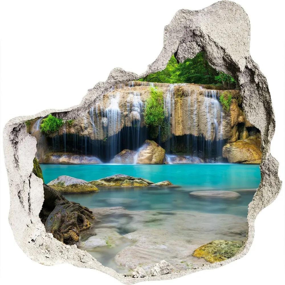 Nálepka 3D diera na stenu Vodopád v lese nd-p-168975123