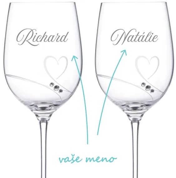 Poháre na víno k výročiu Diamante Romance 2 ks