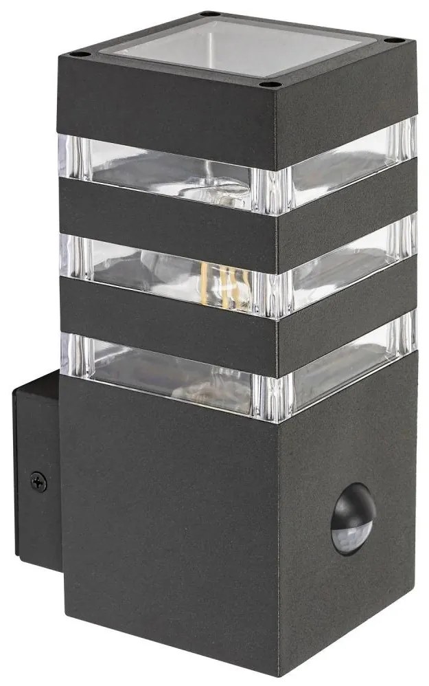 Rabalux 77025- Vonkajšie nástenné svietidlo so senzorom ANKARA 1xE27/12W/230V IP44