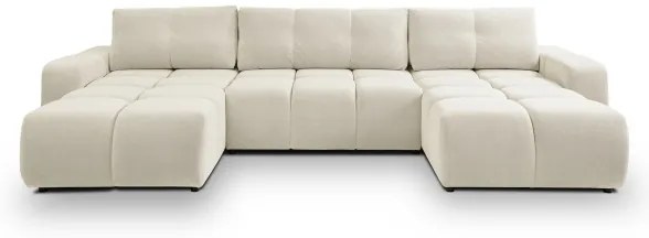 Rozkladacia čalúnená sedacia súprava do U ALMADA s úložným priestorom, béžová