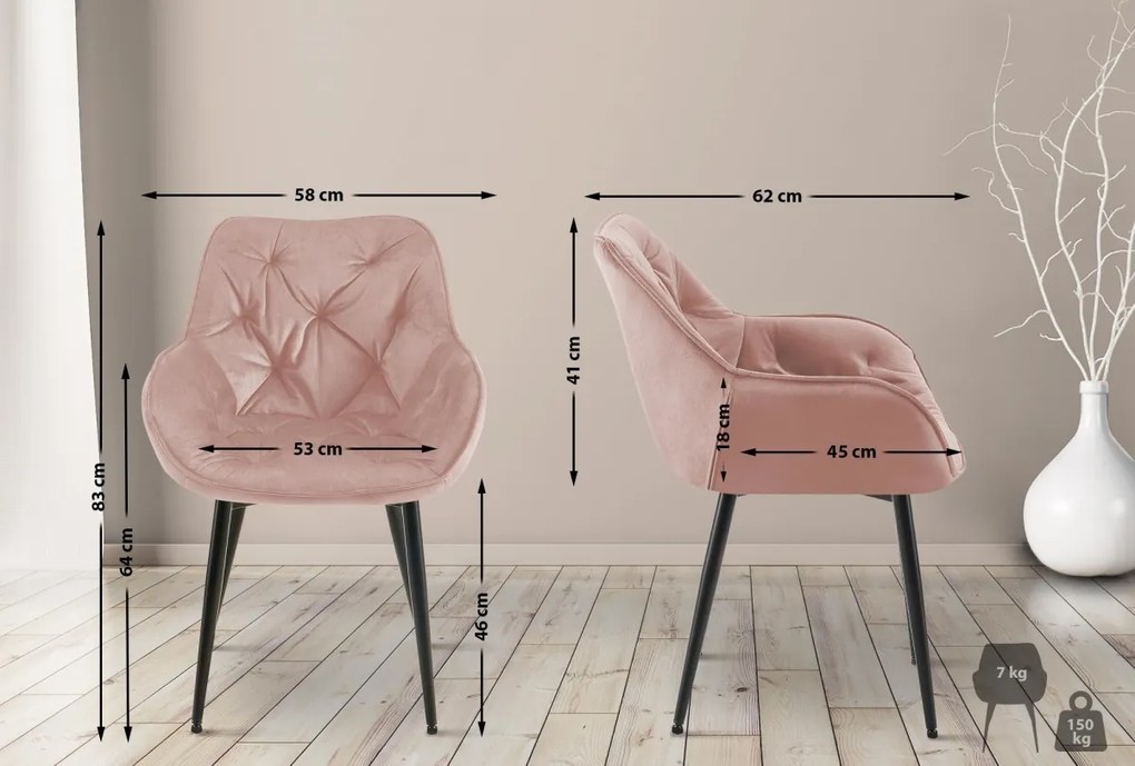 Stolička Tanna - zamat - Ružová