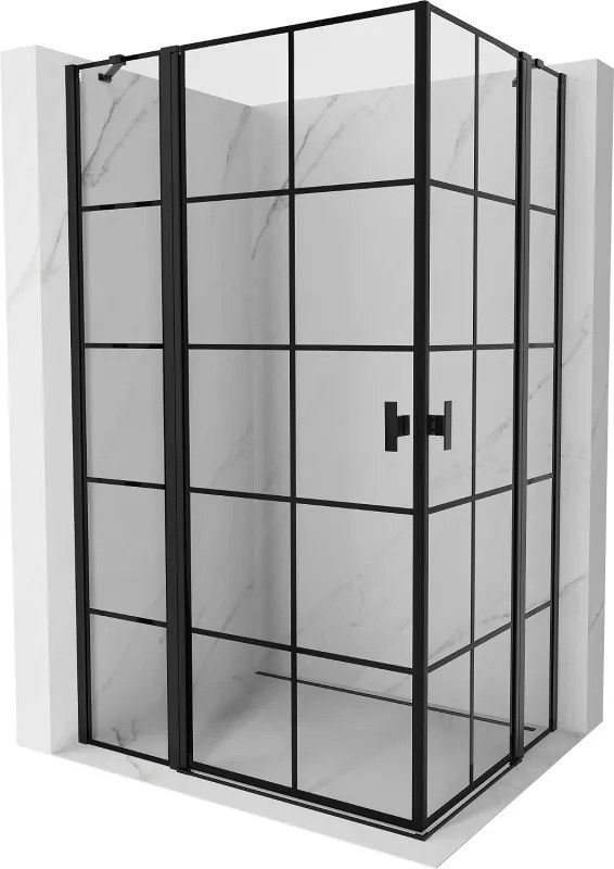 Mexen, Mexen Mist Duo výklopný sprchový kút 115 x 85 cm, čierna mriežka - 8A4-115L-085P-70-77