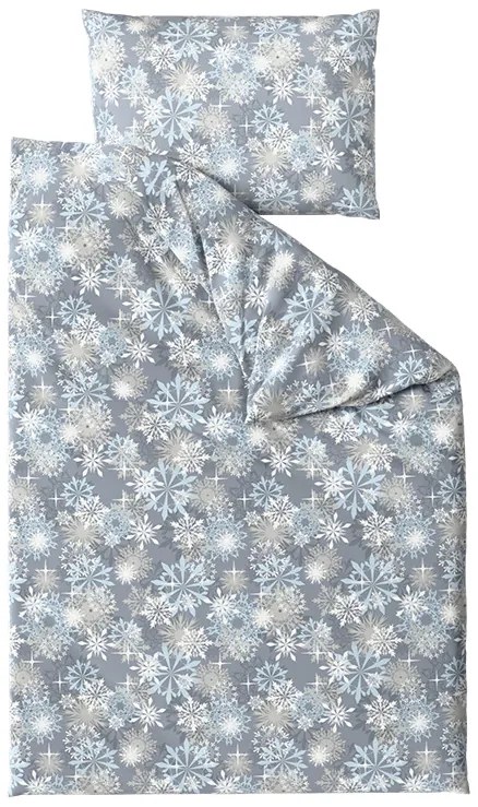 Flanelové obliečky z mikrovlákna SNOWFLAKE modro-sivé Rozmer obliečky: 70 x 90 cm | 140 x 220 cm