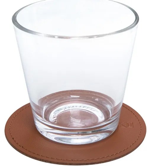 Podtácok 10cm, recyklovaná koža / hnedý