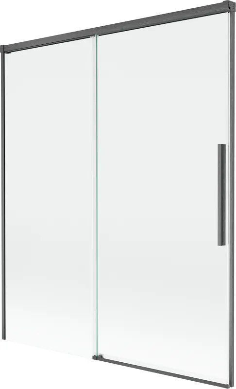 Mexen Rox, 2-krídlová posuvná vaňová zástena 140 x 150 cm, 8mm číre sklo, brúsený grafit profil, 8C9-140-001-66-00