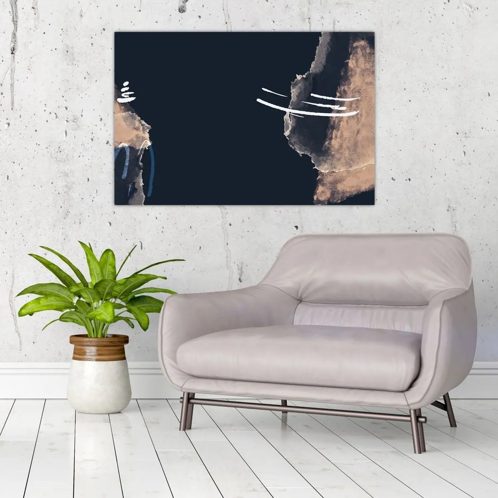 Obraz - Tmavomodrá abstrakcia (90x60 cm)