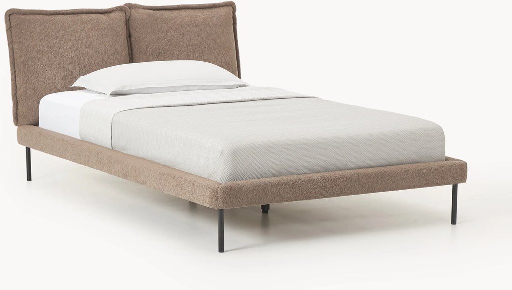 Plyšová buklé čalúnená posteľ Amelia