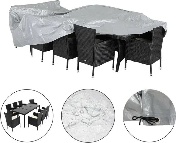 Ochranná krycí plachta pro zahradní nábytek 308 x 138 x 89cm šedá extra