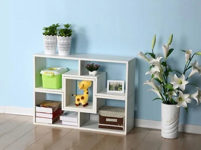 Regál na knihy, modulárna skriňa, komoda, police, BIELA