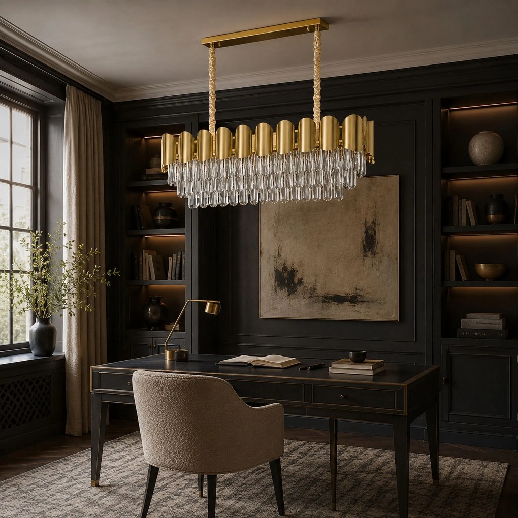 Toolight Toolight, krištáľová závesná lampa, 8×E14, SWE101-CP, zlatá, OSW-30224